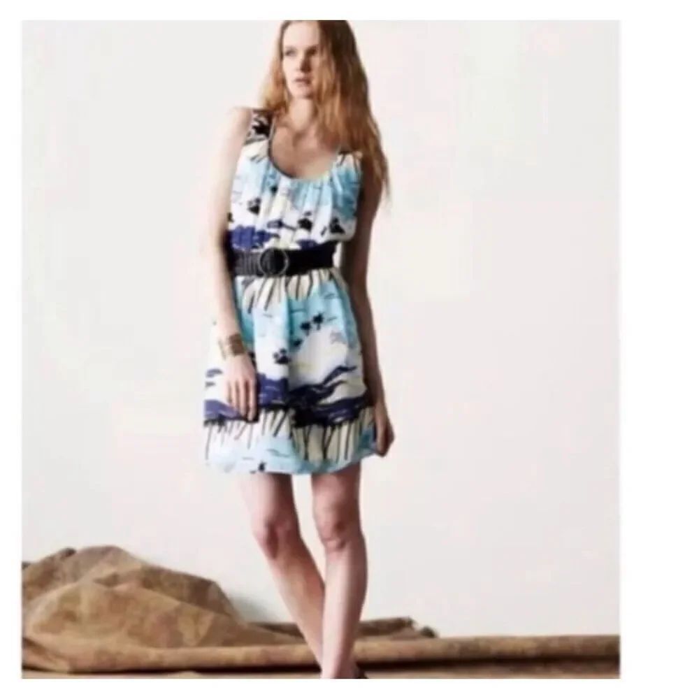 Anthropologie EK Jam Factory Oahu tropical print dress sz M